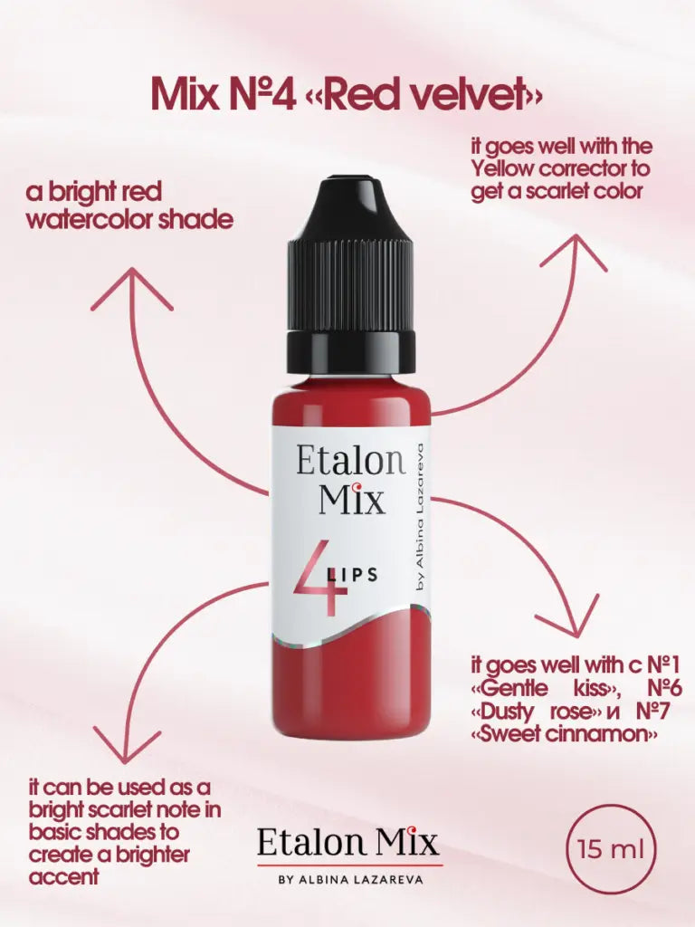 N°4 Red velvet - Pigment pour maquillage permanent lèvres - 15 ml