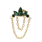 Lucie - Labret Filetage Interne - Finition Or - Zircon Vert M0.9 (16G)