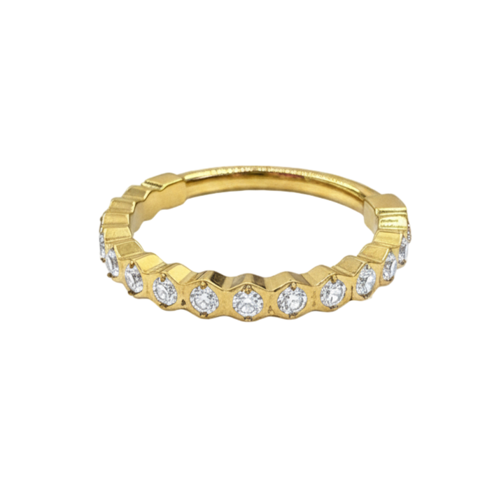 Aurore - Titanium Clicker Ring F136 - Gold Finish - 1.2*8mm - White Zircon