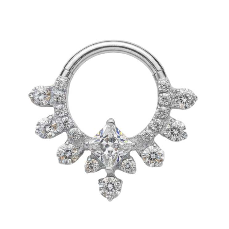 Céleste - Titanium Clicker Ring F136 - Gold Finish - 1.2*8mm - White Zircon