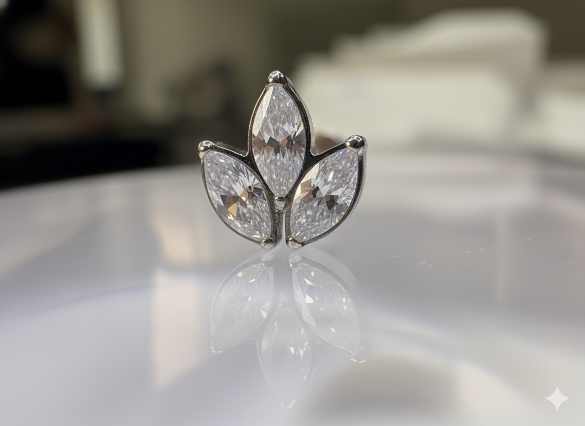 Selenne - Labret Filetage Interne - Finition ARGENT- M0.9(16G) - Zircon Blanc