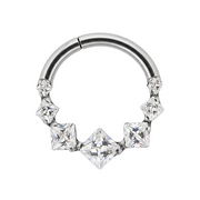 Ana - Titanium Clicker Ring F136 - Gold Finish - 1.2*8mm - White Zircon