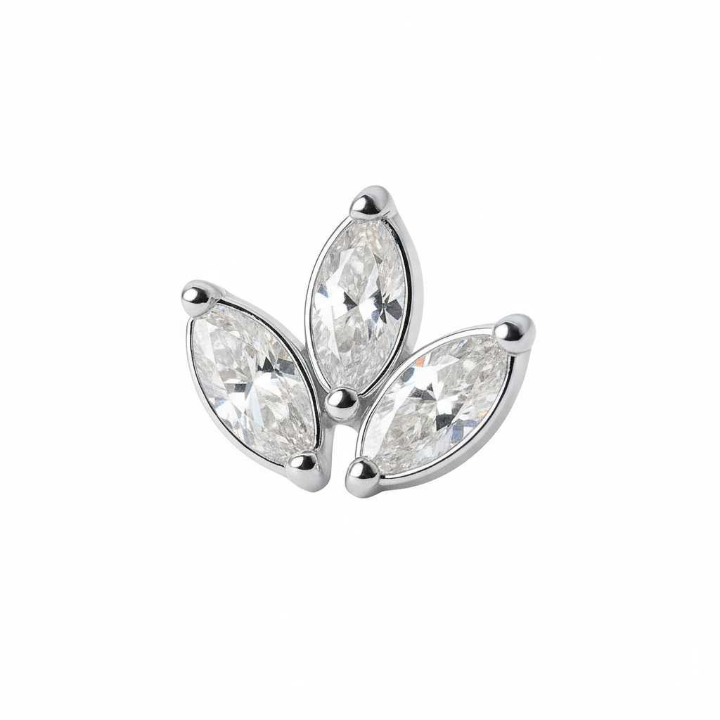 Selenne - Labret Filetage Interne - Finition ARGENT- M0.9(16G) - Zircon Blanc