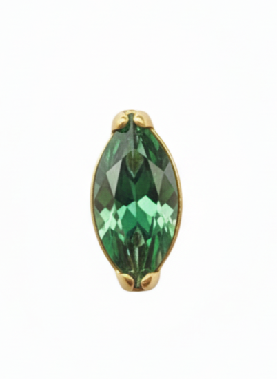 Maren - Labret Filetage Interne - Finition Or - 1.2*8mm - Zircon Vert