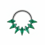 Elara - Titanium Clicker Ring F136 - Gold Finish - 1.2*8mm - Green Zircon