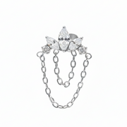 Lucie - Labret Filetage Interne - Finition Argent - Zircon Blanc M0.9(16G)