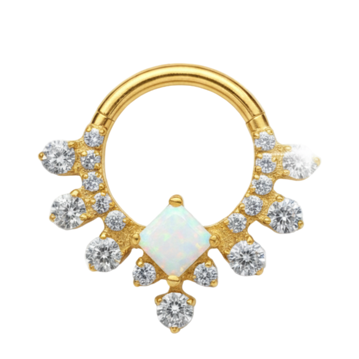 Céleste - Titanium Clicker Ring F136 - Gold Finish - 1.2*8mm - Opal