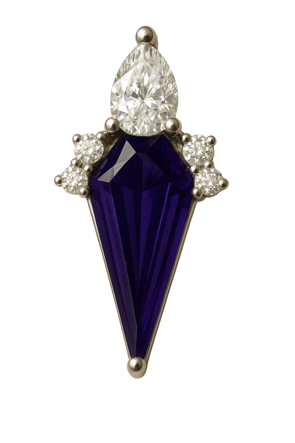 Calliope - Labret Filetage Interne - Finition Argent - M0.9(16G) - Zircon Violet - Zircon Blanc