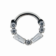 Capucine - Anneau Clicker Titane F136 - Finition Argent - 1.2*8mm - Zircon blanc