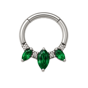 Cassia - Anneau Clicker - Finition Argent - 1.2*8 - Zircon Vert