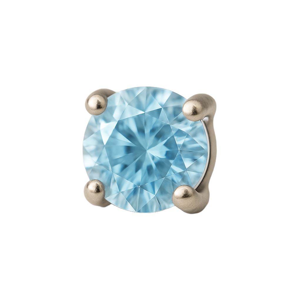 Cosima - Labret Filetage Interne - Finition Argent - M0.9(16G)-2mm - Zircon Bleu