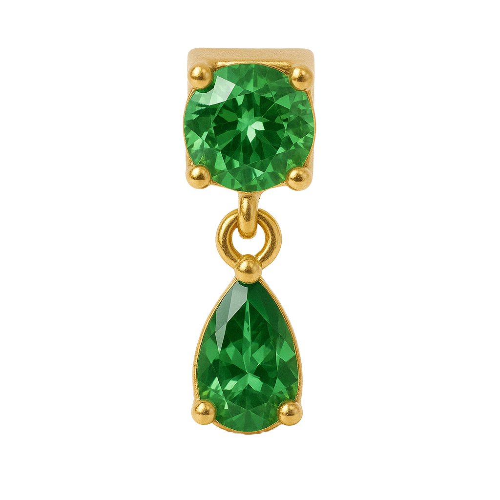 Delphine - Labret Filetage Interne - Finition Or - 1.2*6 - Zircon Vert