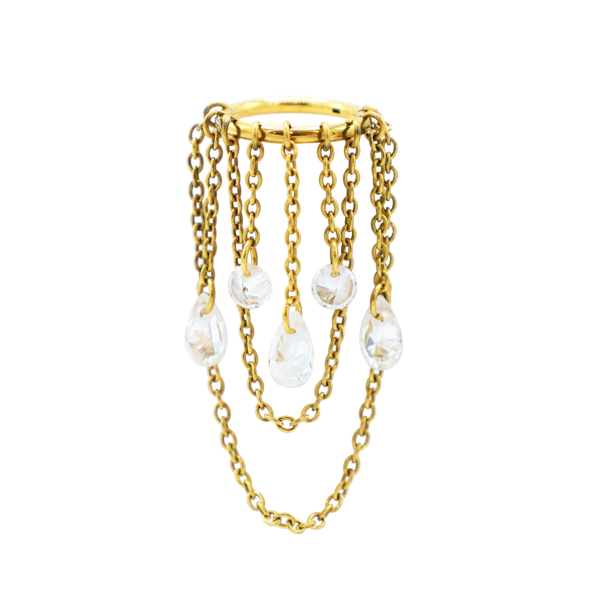 Gaia - Titanium Clicker Ring F136 - Gold Finish - 1.2*8mm - White Zircon