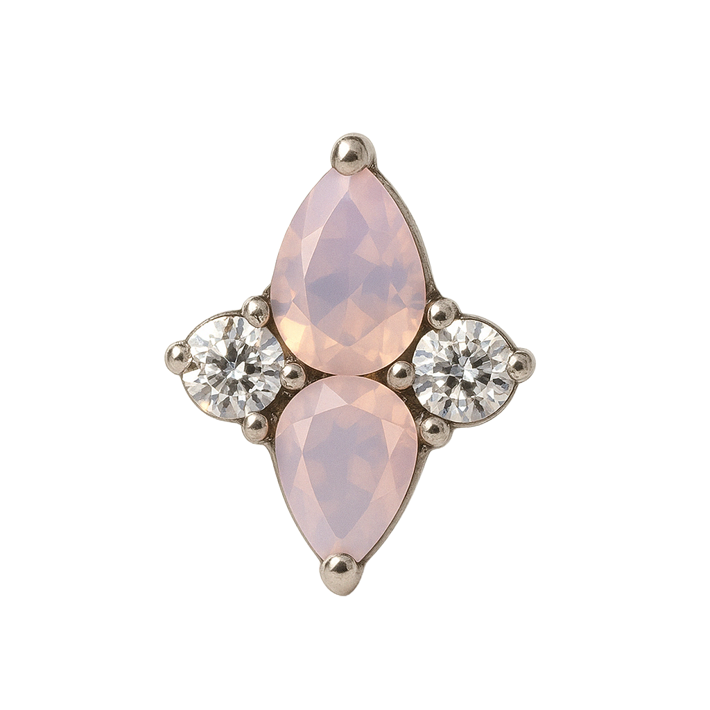 Maeve - Labret Filetage Interne - Finition Argent - M0.9(16G) - Pierre naturelle Rose - Pierre naturelle Blanc