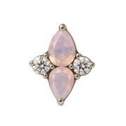 Maeve - Labret Filetage Interne - Finition Argent - M0.9(16G) - Pierre naturelle Rose - Pierre naturelle Blanc