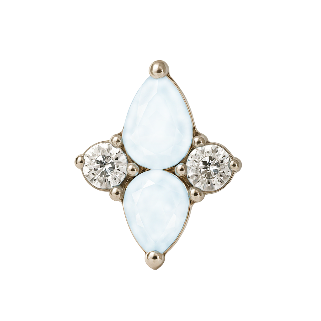 Maeve - Labret Filetage Interne - Finition Argent - M0.9(16G) - Pierre naturelle Blanc