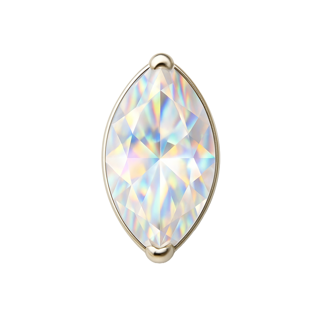 Maren - Labret Filetage Interne - Finition Argent - 1.2*8mm - Zircon Aurore Borealis