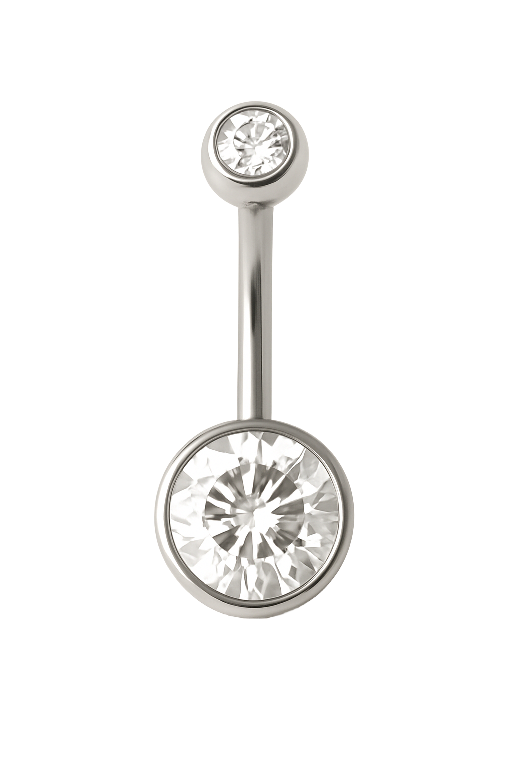 Ophelia - Nombril Banane Filetage Interne - Finition Argent - 1.6*10*5/8mm - Zircon Blanc