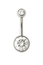 Ophelia - Nombril Banane Filetage Interne - Finition Argent - 1.6*10*5/8mm - Zircon Blanc