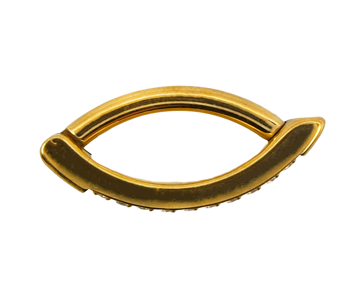 Saskia - Nombril Oval Bumpy - Finition Or - 1.6*10mm - Zircon Blanc