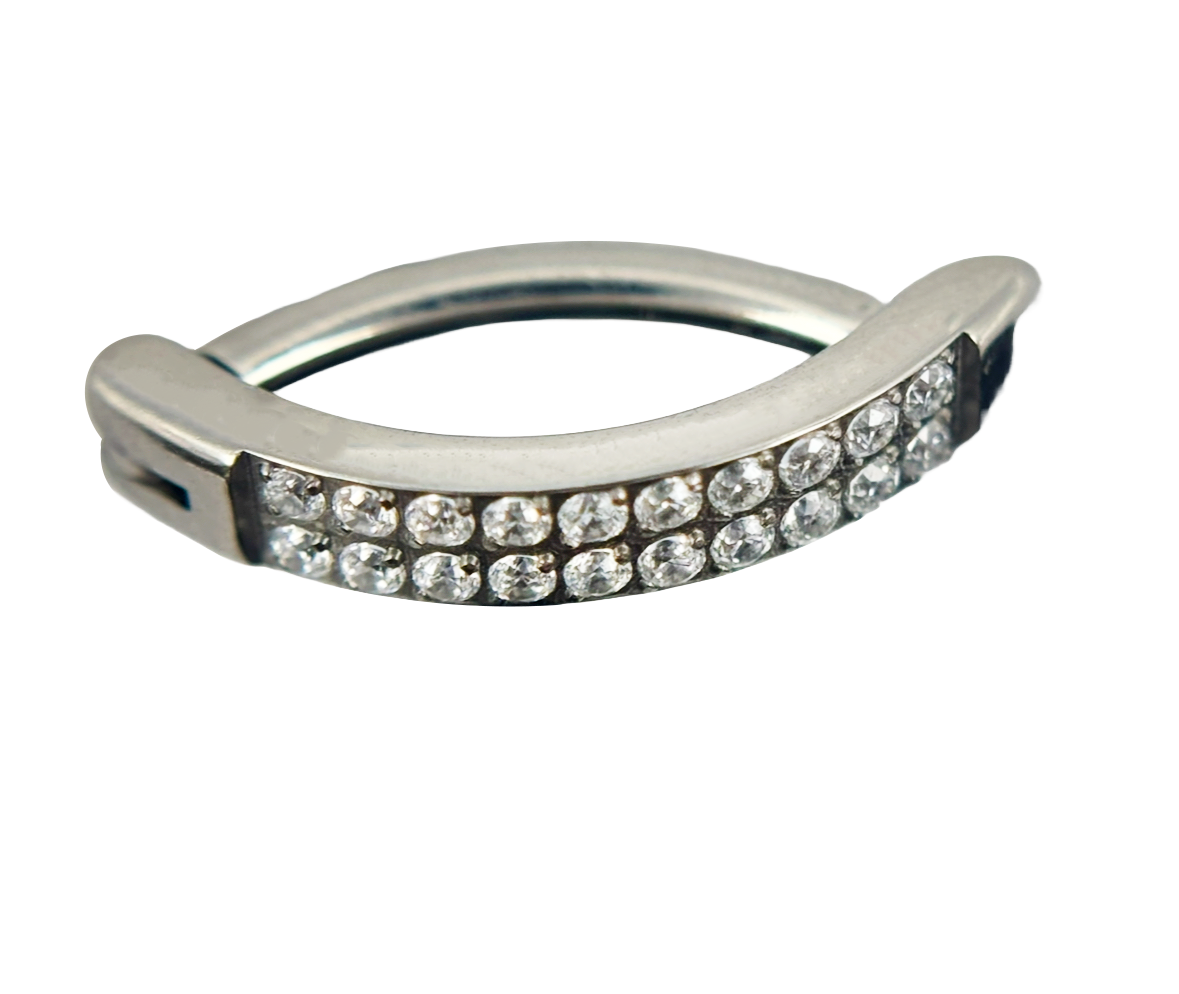 Saskia - Nombril Oval Bumpy - Finition Argent - 1.6*10mm - Zircon Blanc