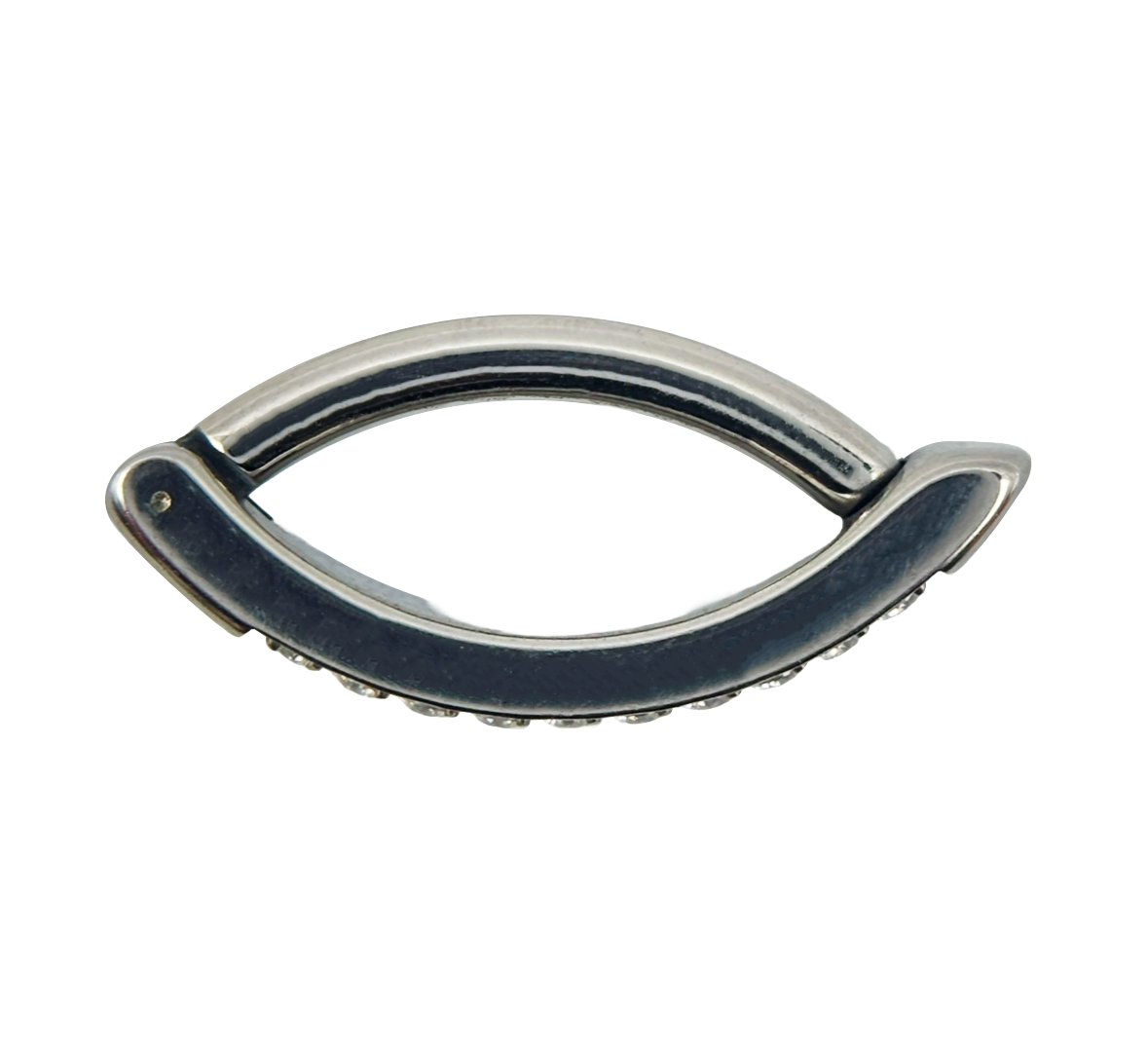 Saskia - Nombril Oval Bumpy - Finition Argent - 1.6*10mm - Zircon Blanc