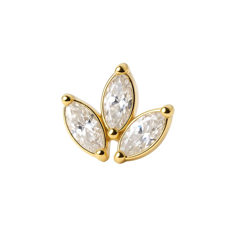 Selenne - Labret Filetage Interne - Finition Or - M0.9(16G) - Zircon Blanc