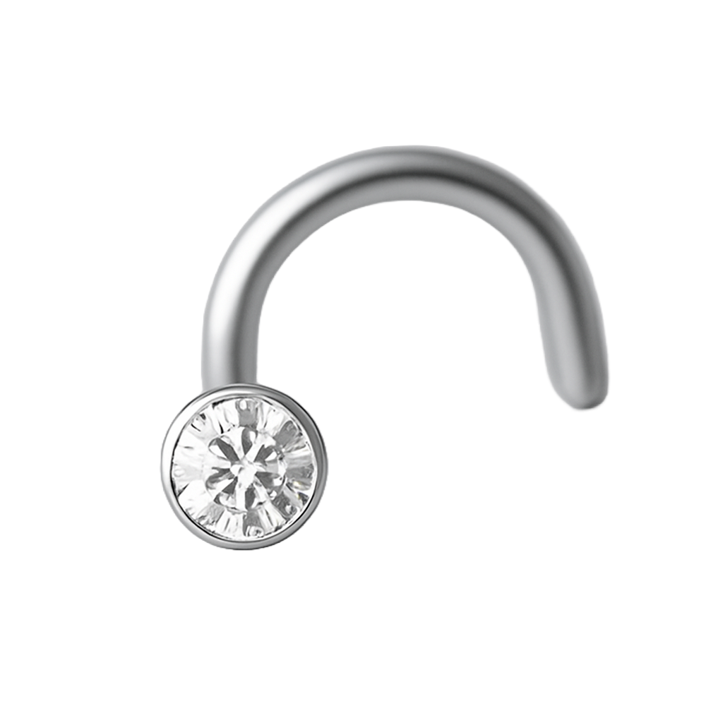 Seraphina - Nez  Stud - Finition Argent - 0.8*6*2mm - Zircon Blanc