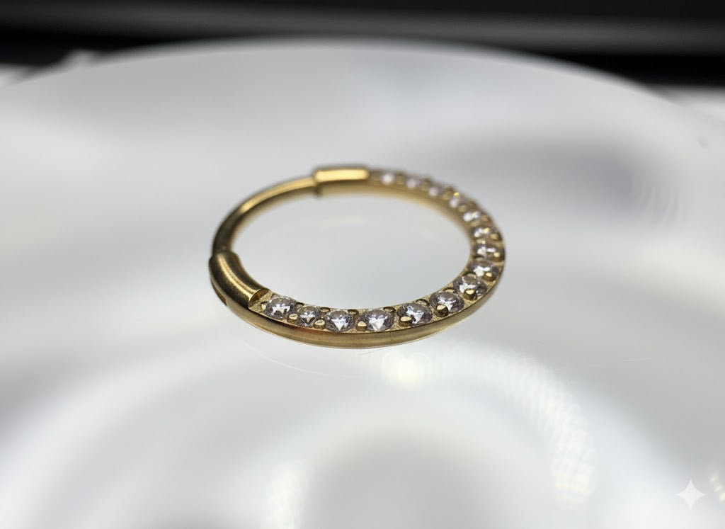 Emilie - Anneau Clicker - Finition Or - 1.2*8- Zircon Blanc