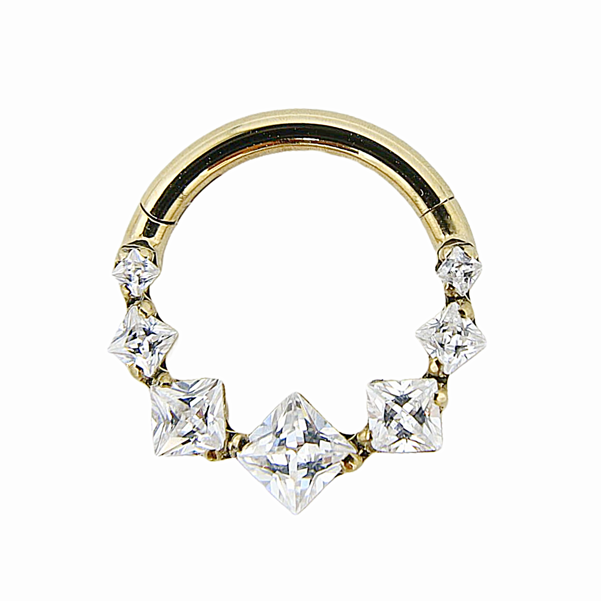 Ana - Titanium Clicker Ring F136 - Gold Finish - 1.2*8mm - White Zircon