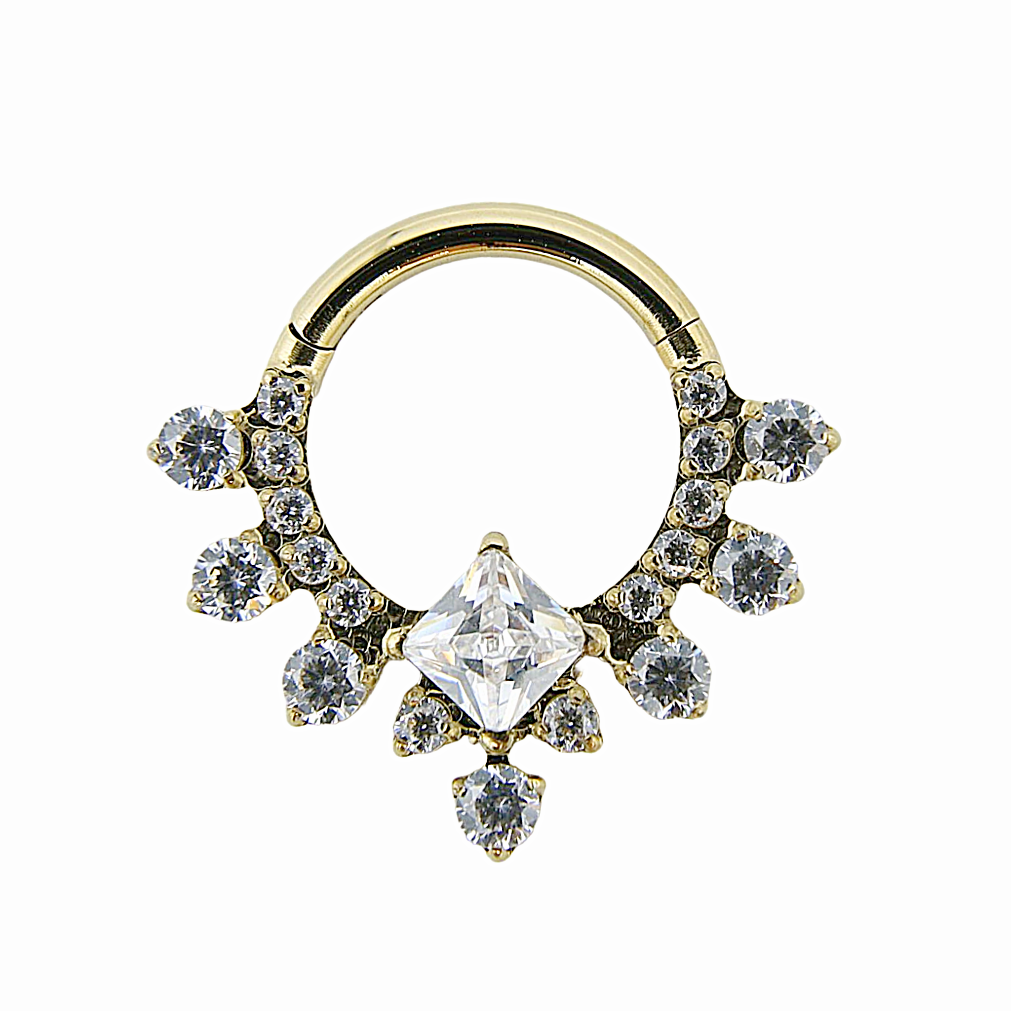 Céleste - Titanium Clicker Ring F136 - Gold Finish - 1.2*8mm - White Zircon