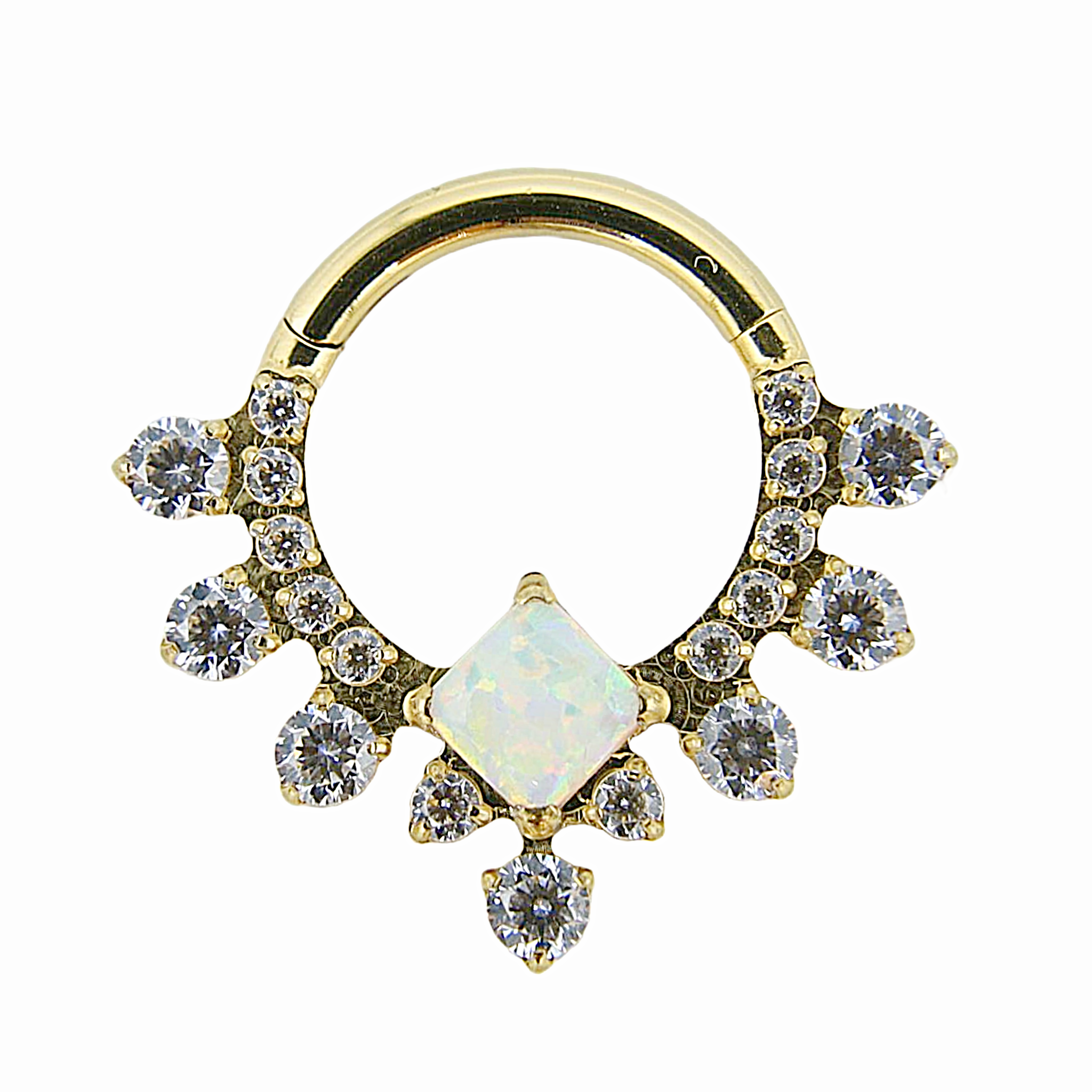 Céleste - Titanium Clicker Ring F136 - Gold Finish - 1.2*8mm - Opal