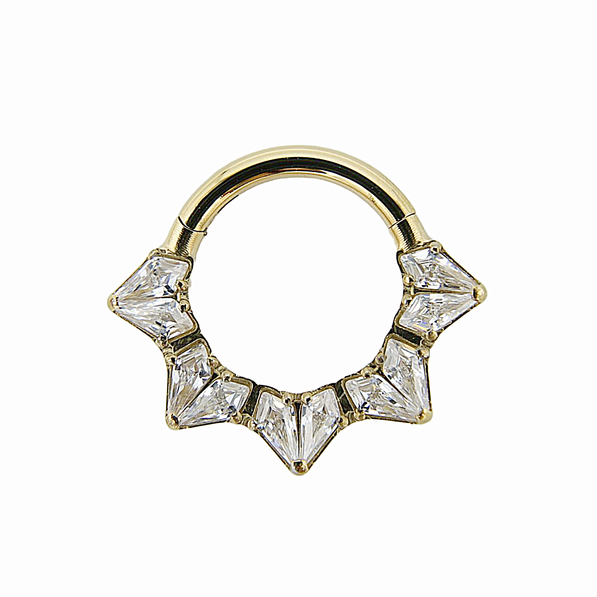 Diane - Titanium Clicker Ring F136 - Gold Finish - 1.2*8mm - White Zircon