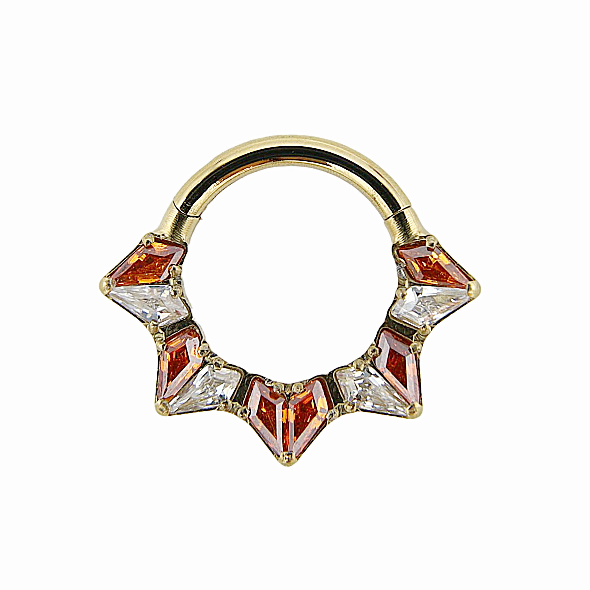 Diane - Titanium Clicker Ring F136 - Gold Finish - 1.2*8mm - White Zircon - Red Zircon
