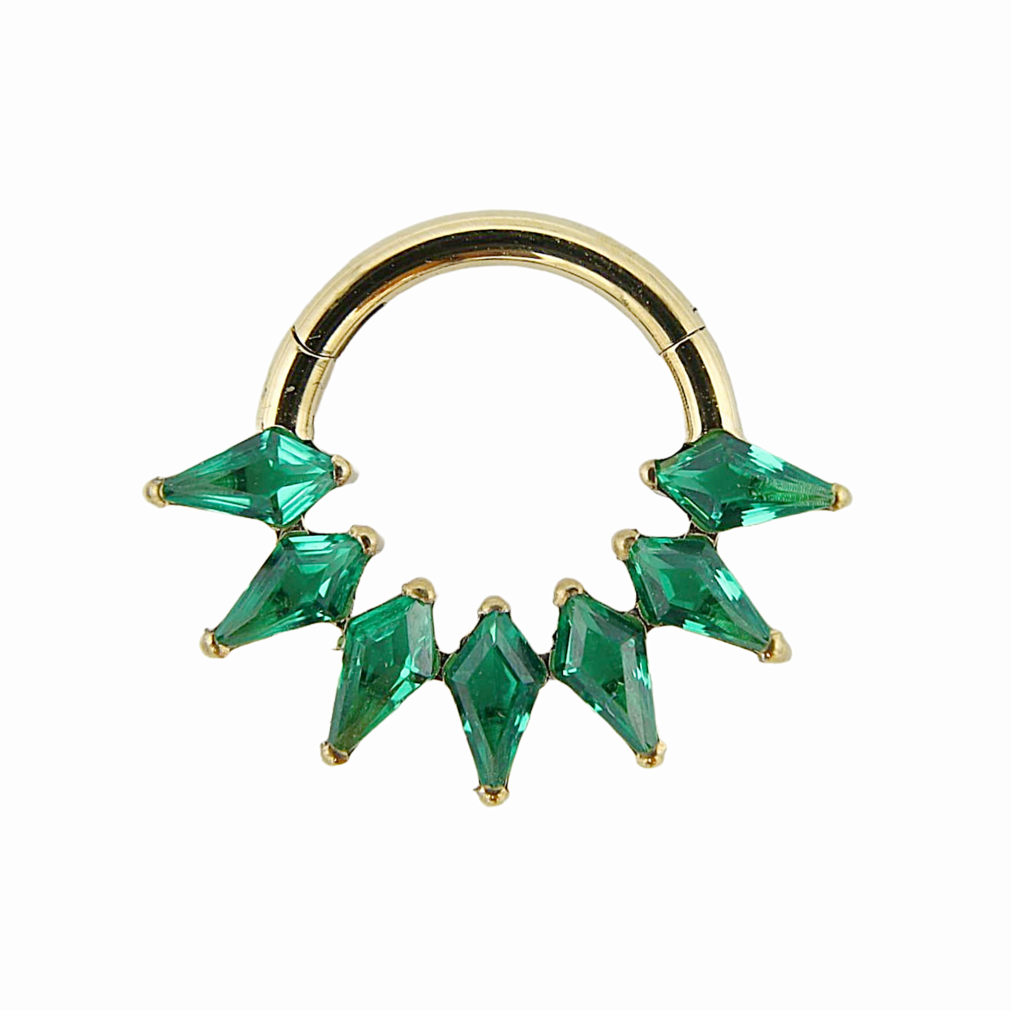 Elara - Titanium Clicker Ring F136 - Gold Finish - 1.2*8mm - Green Zircon