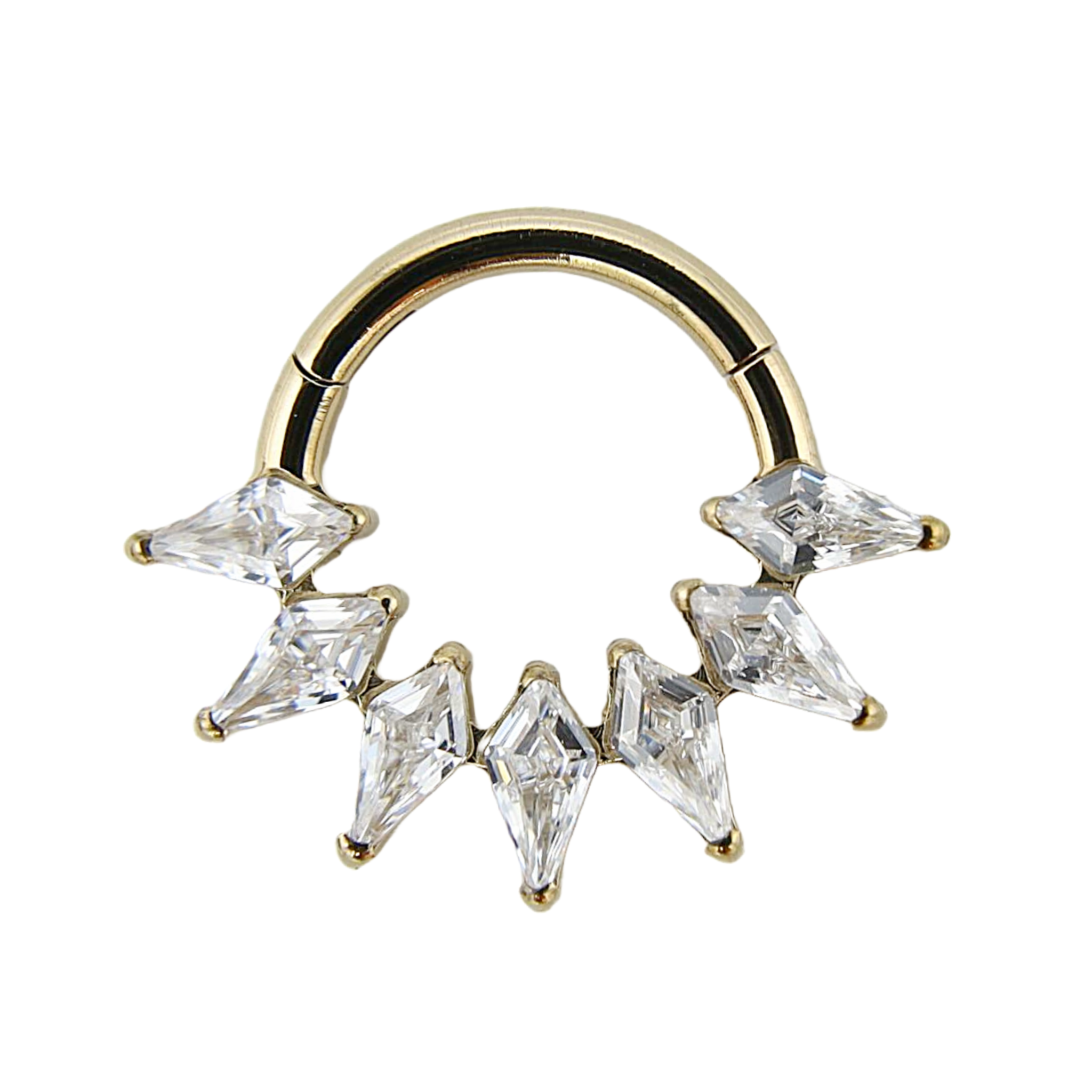 Elara - Titanium Clicker Ring F136 - Gold Finish - 1.2*8mm - White Zircon