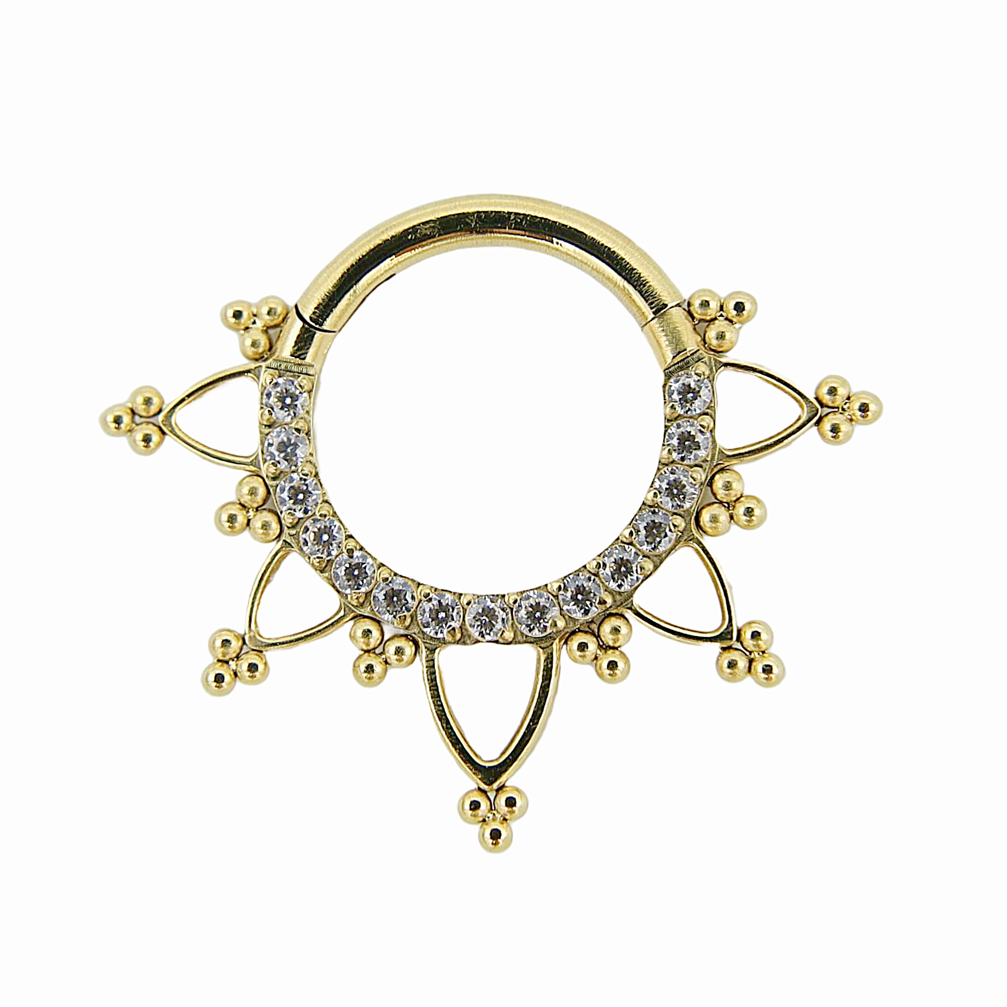 Emma - Titanium Clicker Ring F136 - Gold Finish - 1.2*8mm - White Zircon