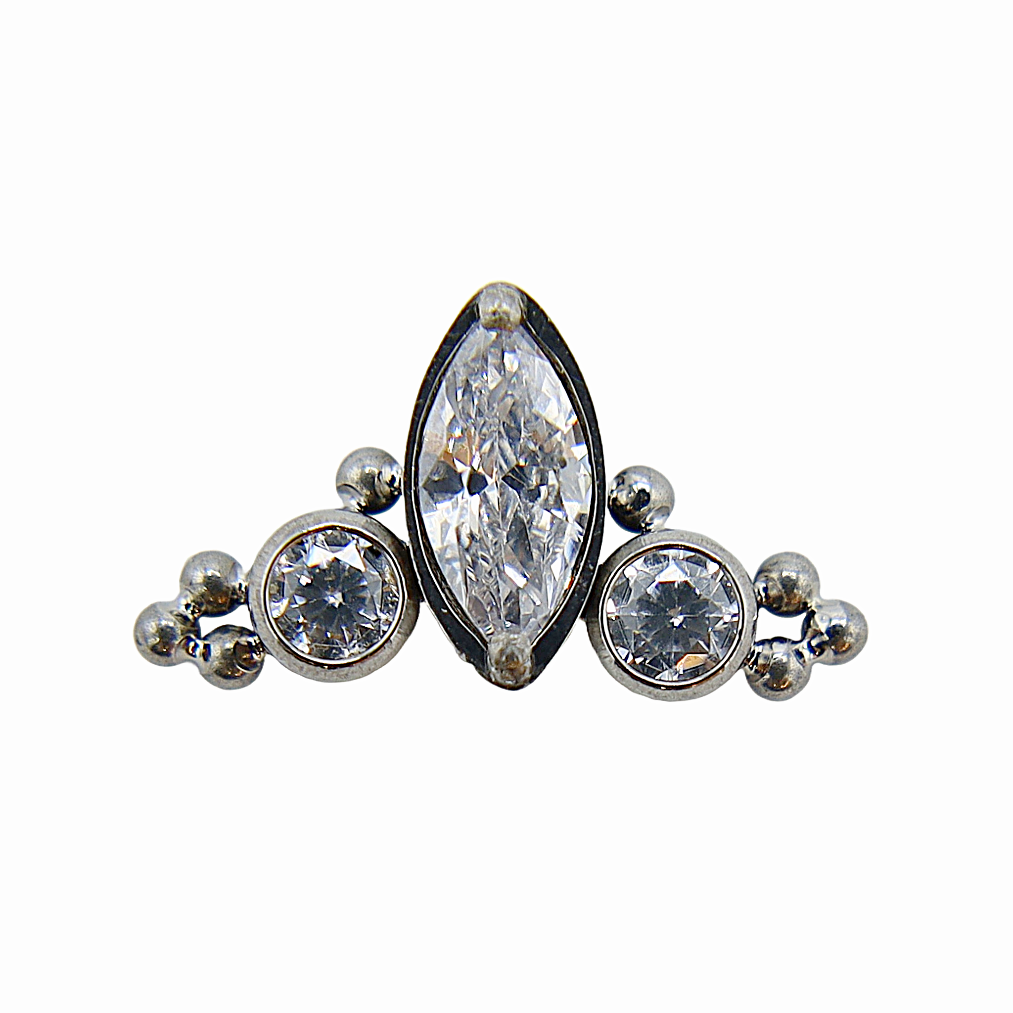 Juliette - Titanium Labret F136 - Silver Finish - White Zircon