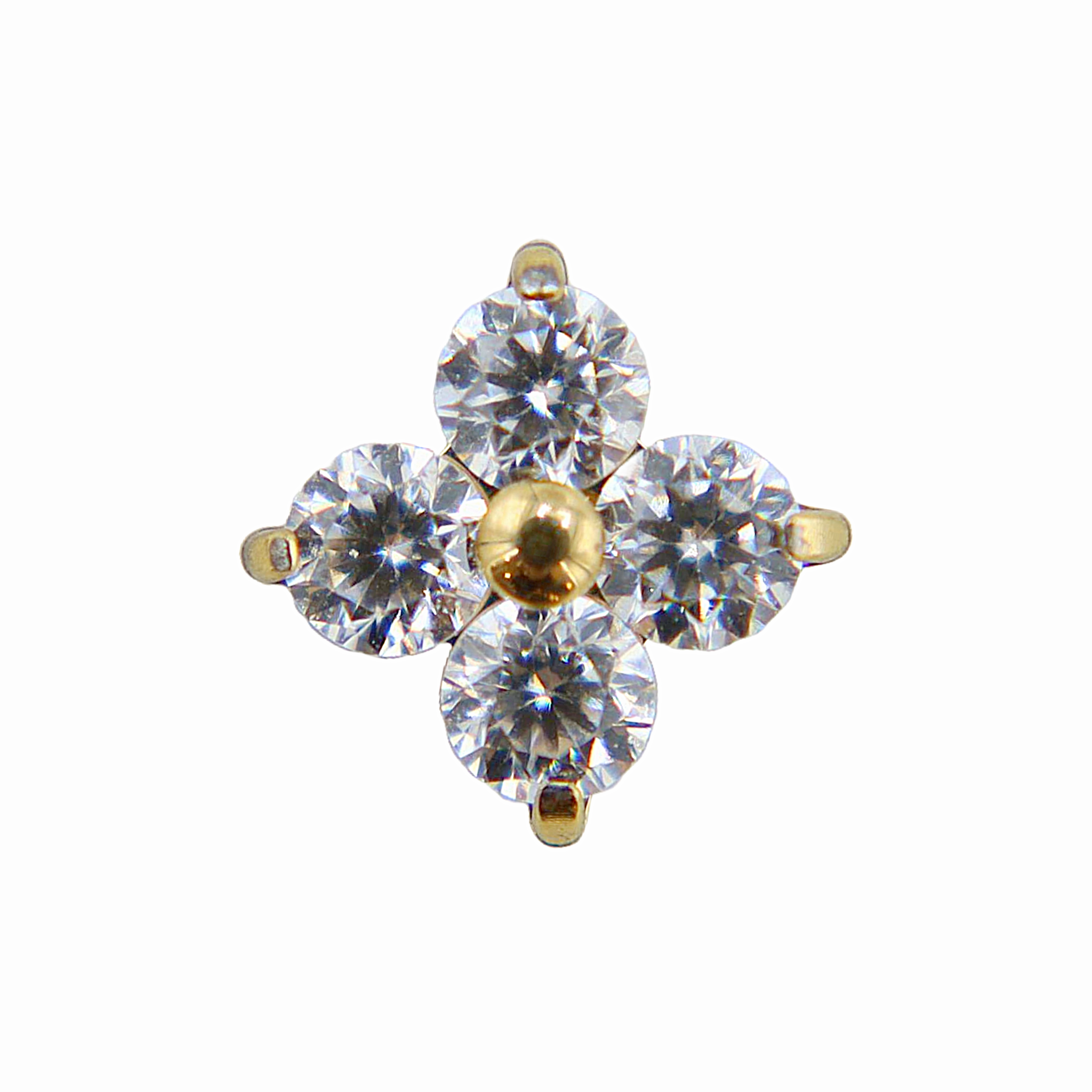 Mila - Titanium Labret F136 - Gold Finish - White Zircon