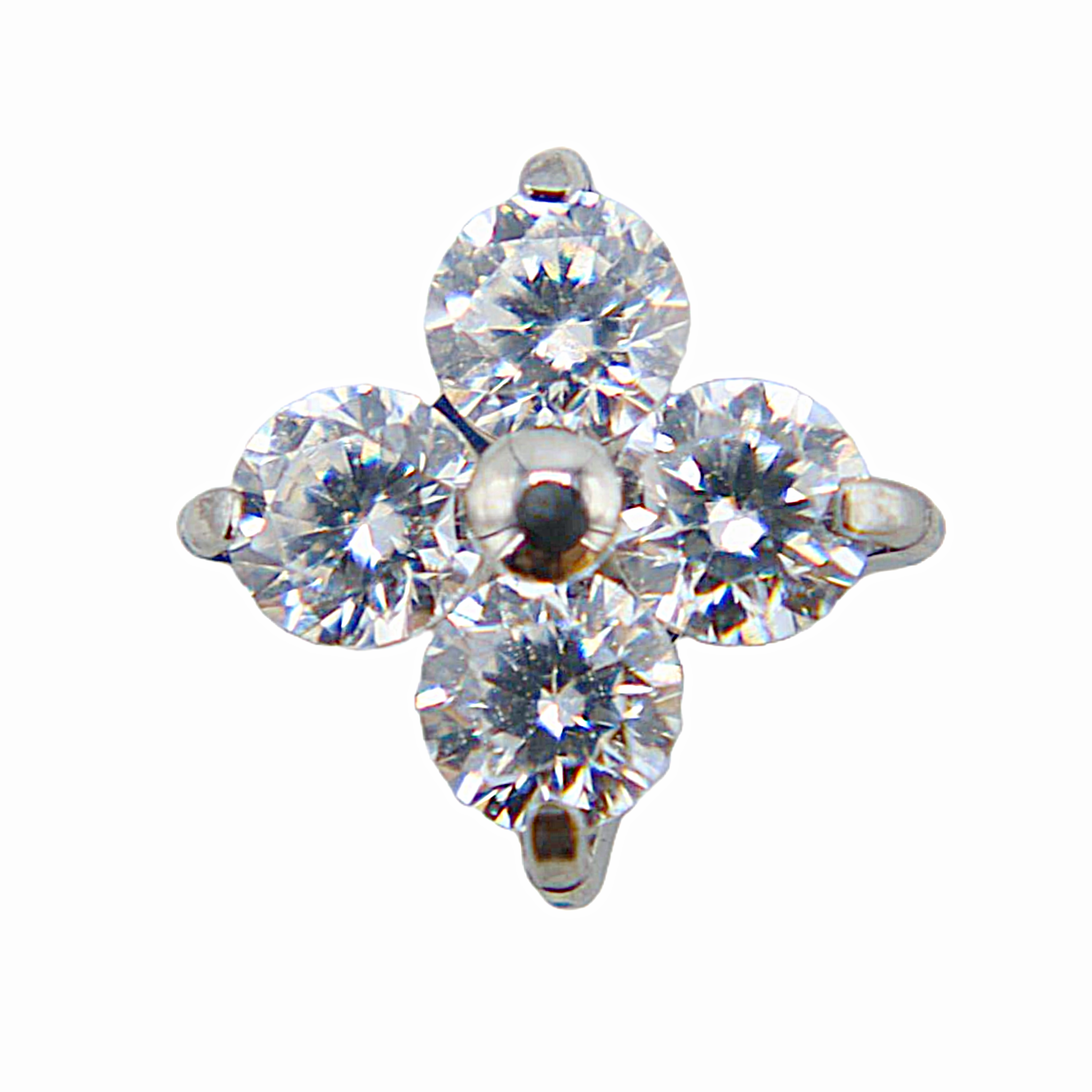 Mila - Titanium Labret F136 - Silver Finish - White Zircon