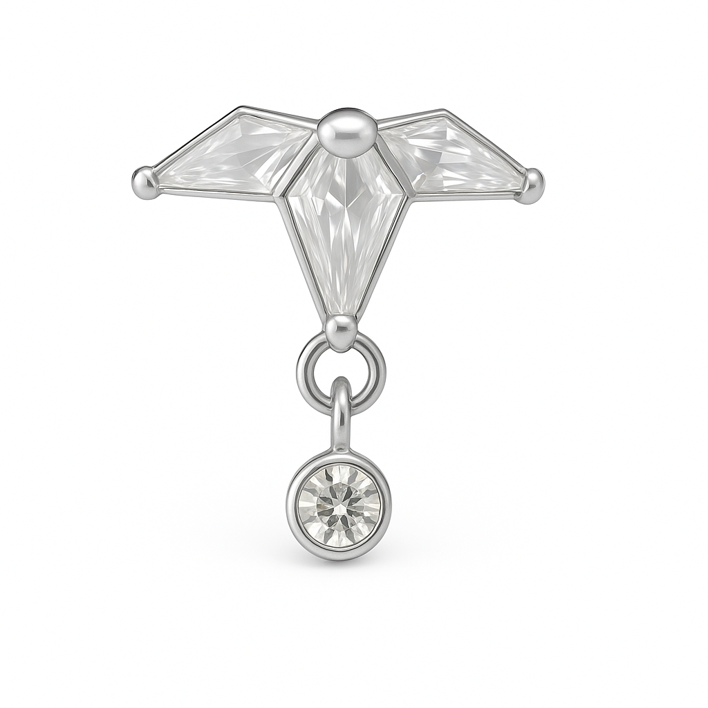 Mirabelle - Titanium Labret F136 - Silver Finish - White Zircon