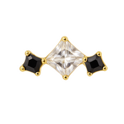 Océane - Titanium Labret F136 - Gold Finish - White Zircon - Black Zircon