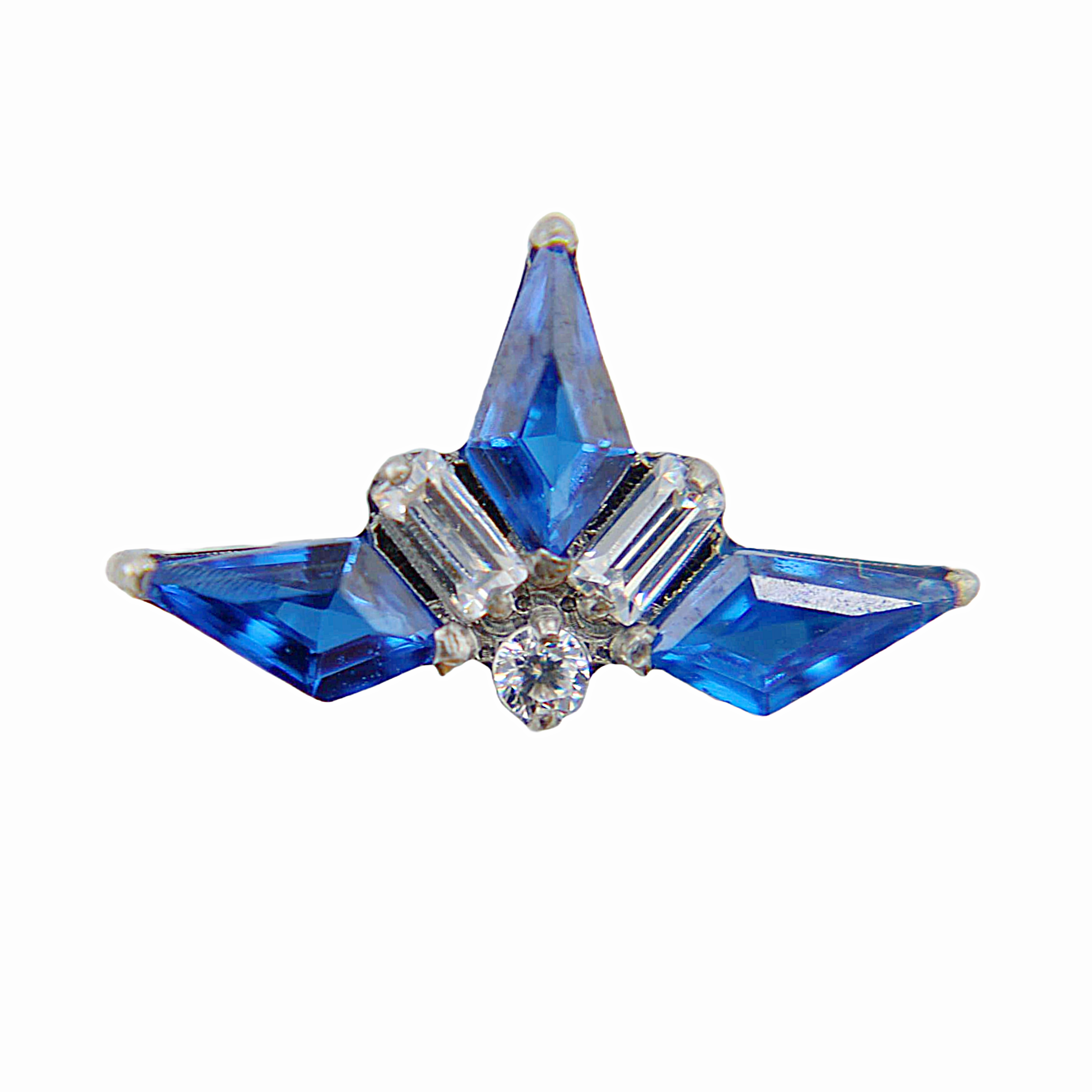 Ondine - Titanium Labret F136 - Silver Finish - White Zircon - Blue Zircon