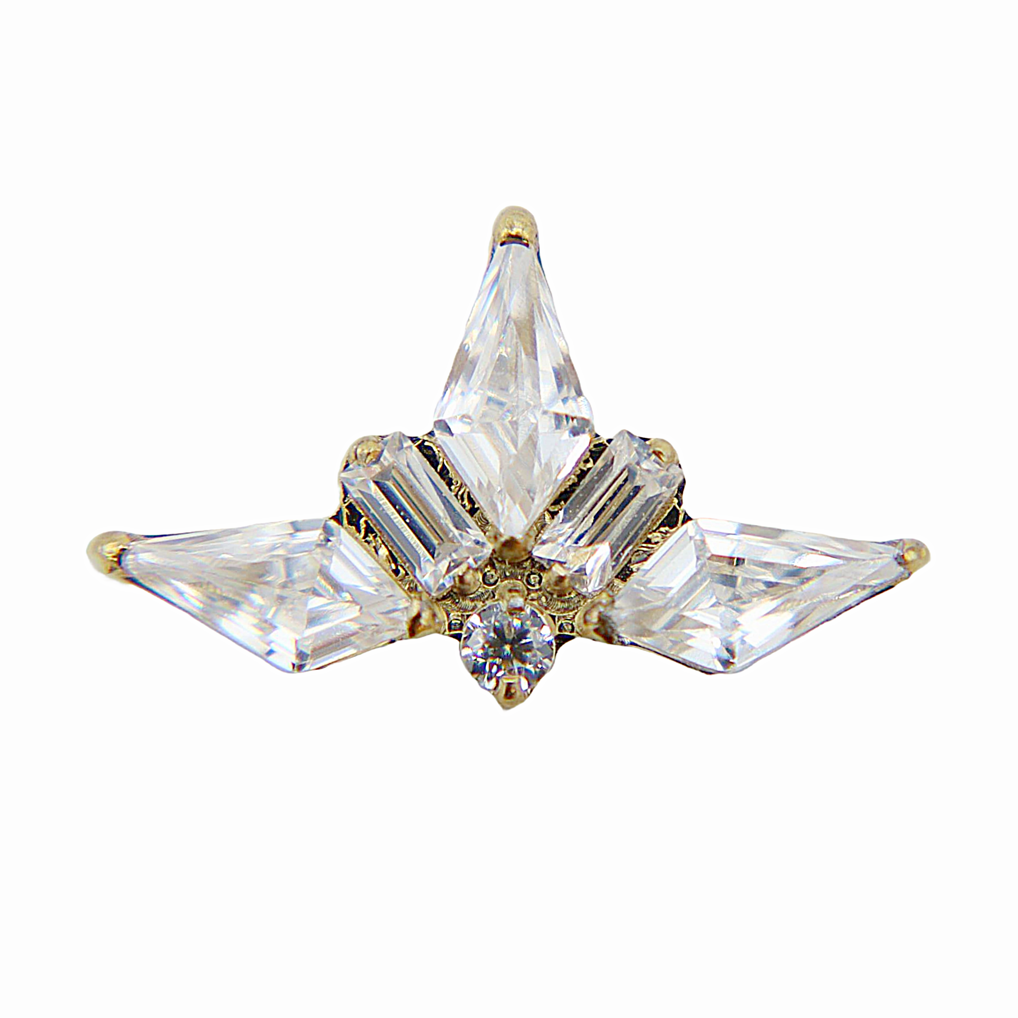 Ondine - Titanium Labret F136 - Gold Finish - White Zircon