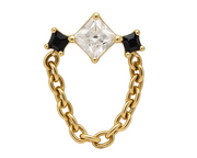 Paloma - Titanium Labret F136 - Gold Finish - White Zircon - Black Zircon