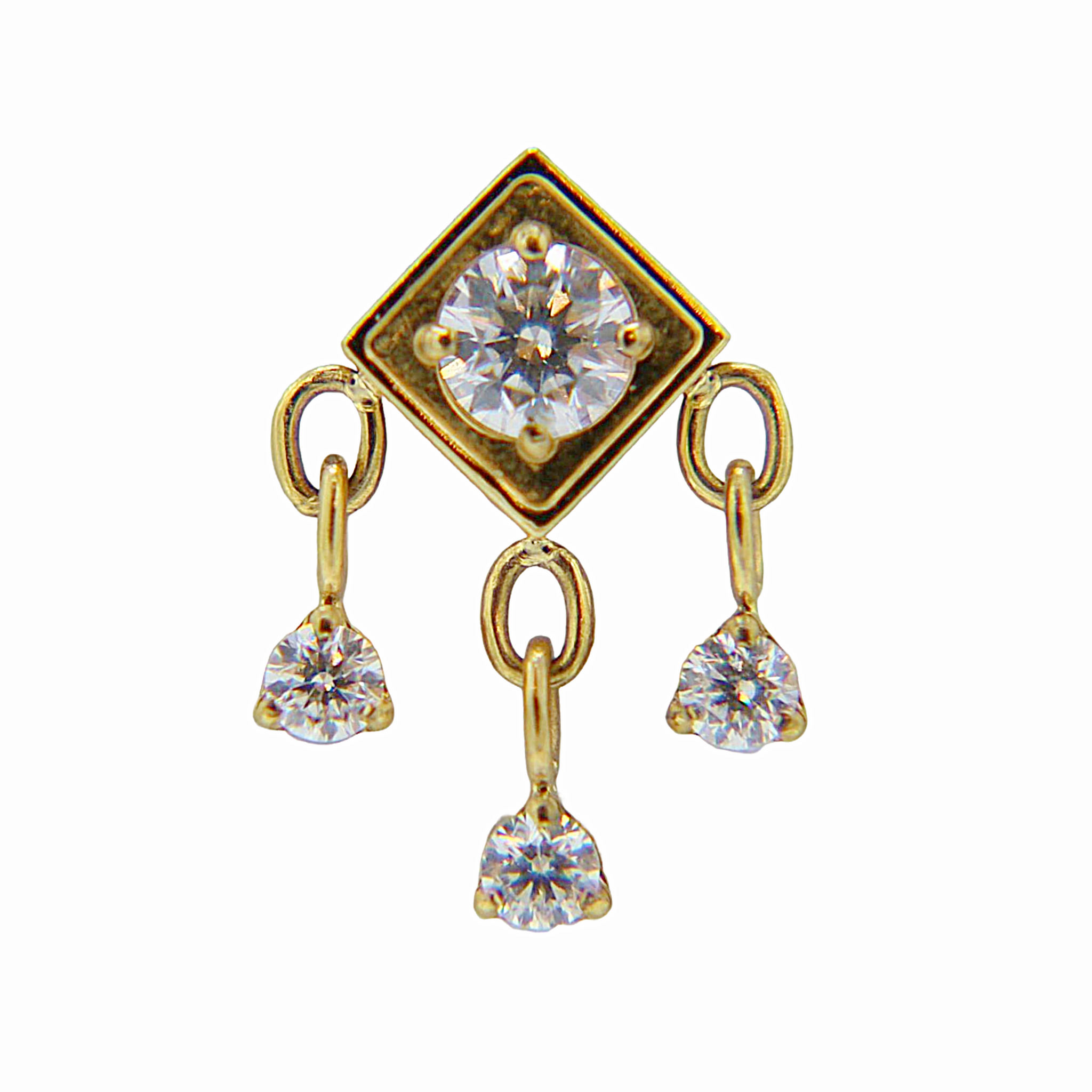 Sofia - Titanium Labret F136 - Gold Finish - White Zircon