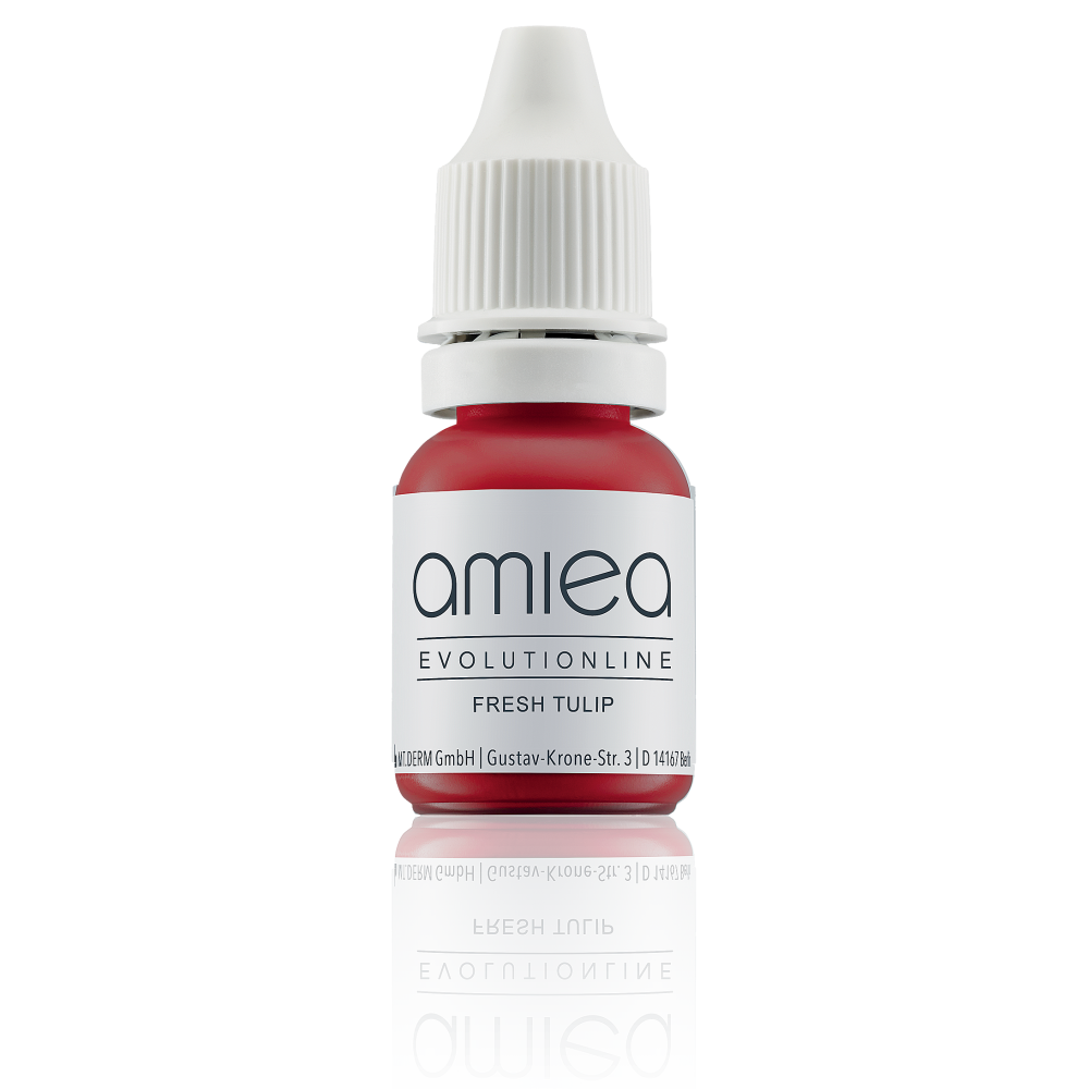 Flacon de pigment Amiea de 10ml avec un capuchon blanc à visse pour une hygiène optimale.