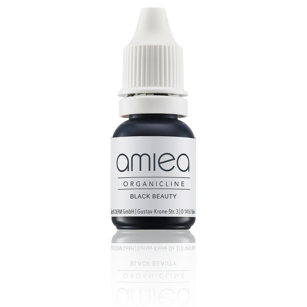 Flacon de pigment Amiea de 10ml avec un capuchon blanc à visse pour une hygiène optimale.