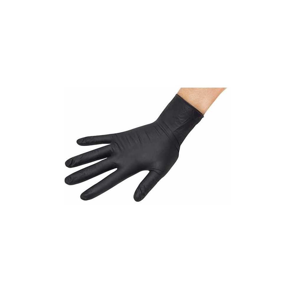 Gants en nitrile noir pour dermopigmentation. Matériel protection et hygiène maquillage permanent.