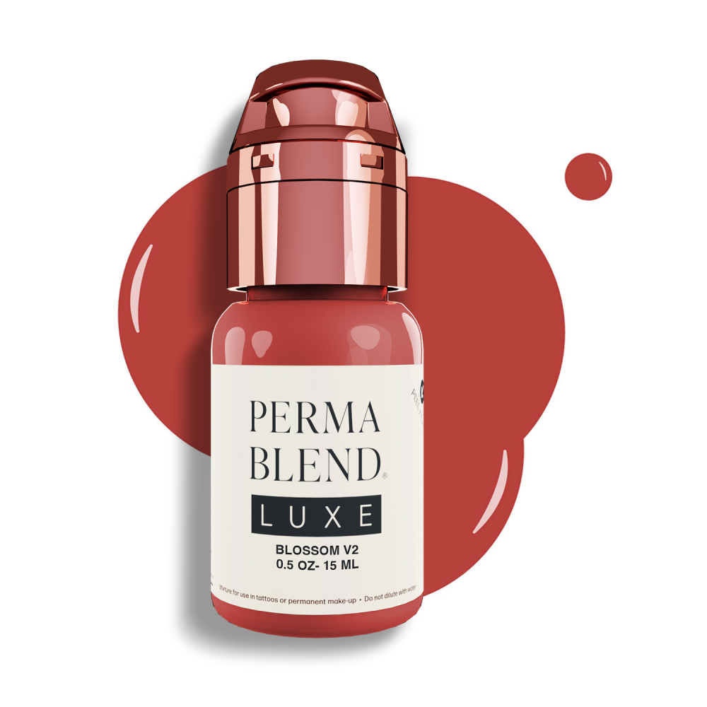 Flacon de pigment Perma Blend de 15ml avec un capuchon rose métallisé à clip pour une hygiène optimale.